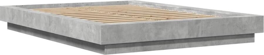 VidaXL -Bedframe-met-LED-verlichting-bewerkt-hout-betongrijs-135x190-cm - Foto 2