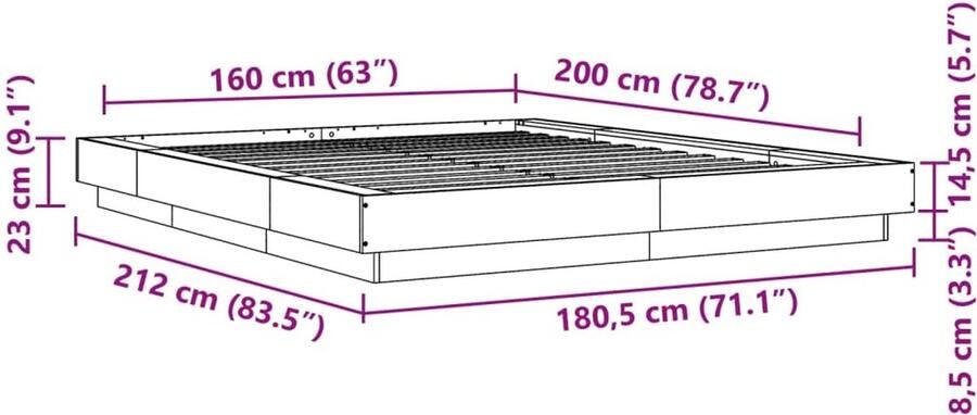 VidaXL -Bedframe-bewerkt-hout-sonoma-eikenkleurig-160x200-cm - Foto 3