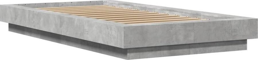 VidaXL -Bedframe-met-LED-verlichting-bewerkt-hout-betongrijs-100x200-cm - Foto 3