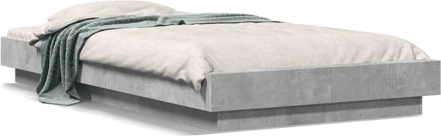 VidaXL -Bedframe-bewerkt-hout-betongrijs-100x200-cm