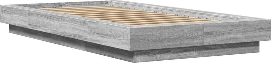 VidaXL -Bedframe-met-LED-verlichting-bewerkt-hout-grijs-sonoma-75x190cm - Foto 2