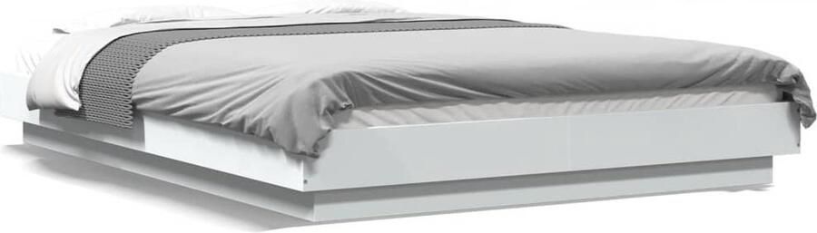 VidaXL -Bedframe-LED-massief-hout-wit-120x200-cm