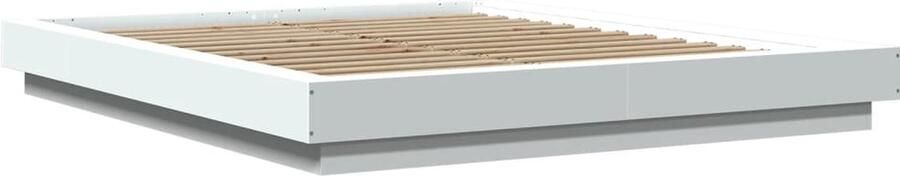 VidaXL -Bedframe-met-LED-verlichting-bewerkt-hout-wit-150x200-cm