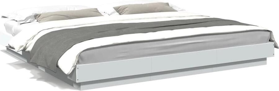 VidaXL -Bedframe-met-LED-verlichting-bewerkt-hout-wit-180x200-cm