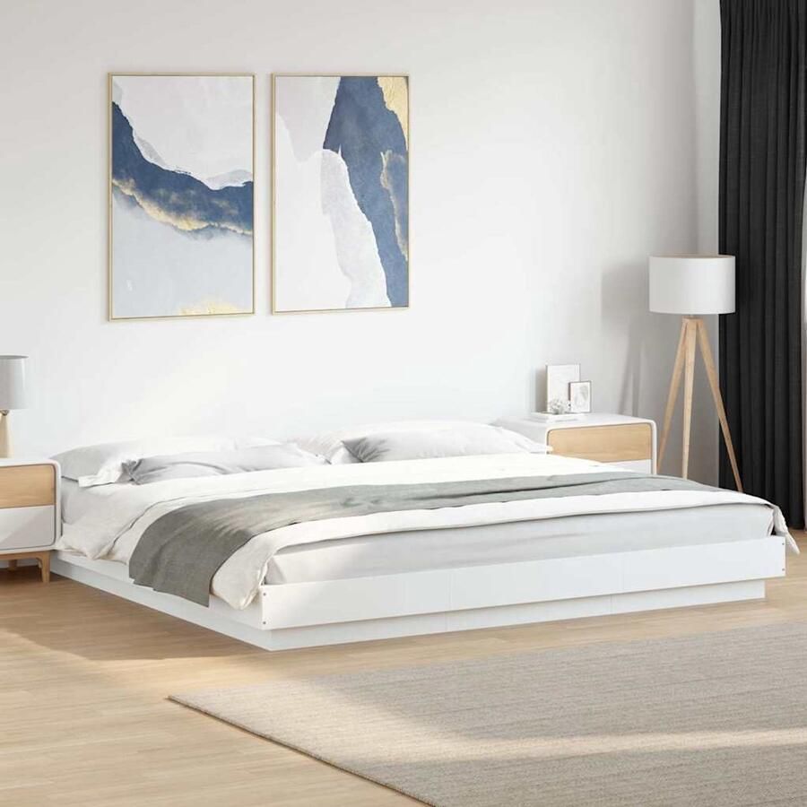 VidaXL -Bedframe-met-LED-verlichting-bewerkt-hout-wit-180x200-cm - Foto 2