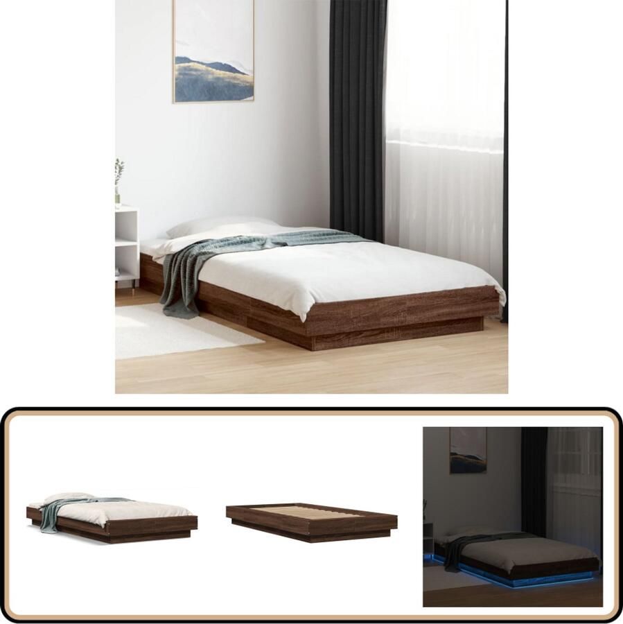 VidaXL Bedframe met LED-verlichting bruin eikenkleur 100x200 cm