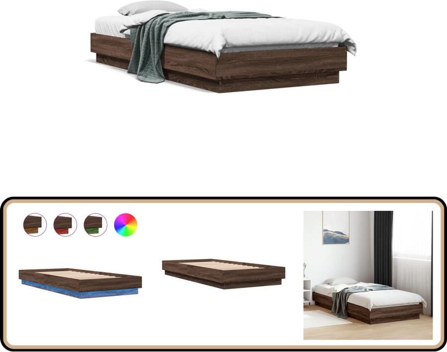 VidaXL Bedframe met LED-verlichting bruin eikenkleurig 100x200 cm