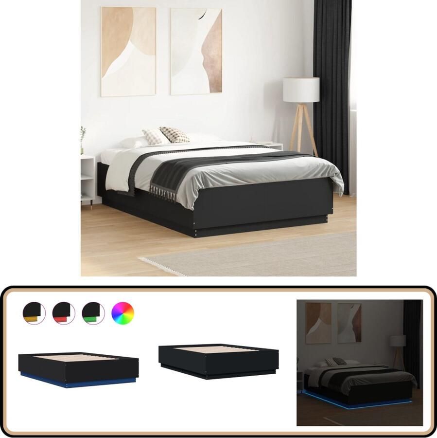 VidaXL Bedframe met LED-verlichting bruin eikenkleurig 120x190 cm