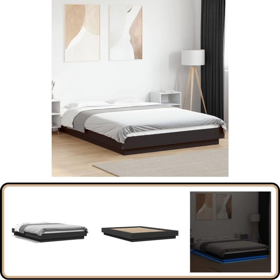 VidaXL Bedframe met LED-verlichting bruin eikenkleurig 120x190 cm