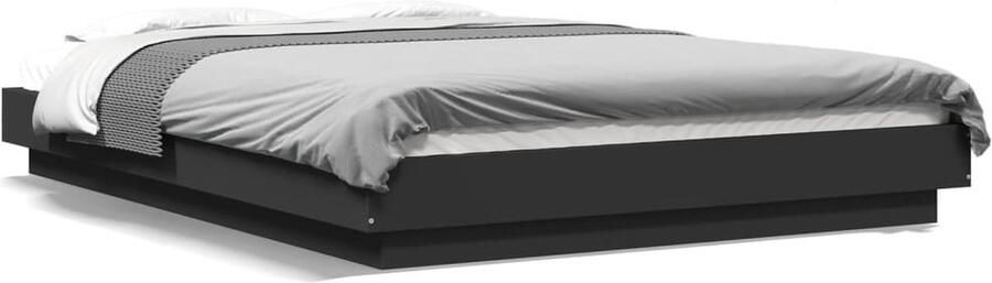 VidaXL -Bedframe-LED-massief-hout-zwart-140x190-cm