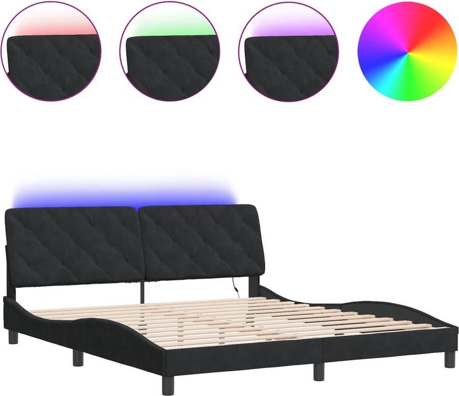 VidaXL Bedframe met LED zonder matras fluweel zwart 180x200 cm