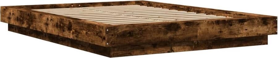 VidaXL -Bedframe-met-LED-verlichting-gerookt-eikenkleurig-120x200-cm - Foto 2