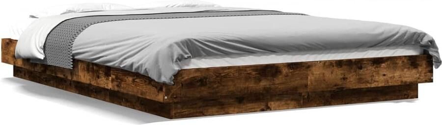 VidaXL -Bedframe-met-LED-verlichting-gerookt-eikenkleurig-120x200-cm
