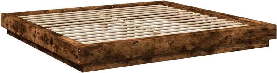 VidaXL -Bedframe-met-LED-verlichting-gerookt-eikenkleurig-200x200-cm