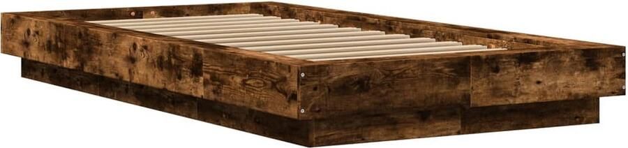 VidaXL -Bedframe-LED-verlichting-bewerkt-hout-gerookt-eiken-75x190-cm - Foto 2