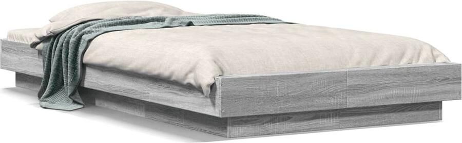 VidaXL -Bedframe-met-LED-verlichting-bewerkt-hout-grijs-sonoma-75x190cm