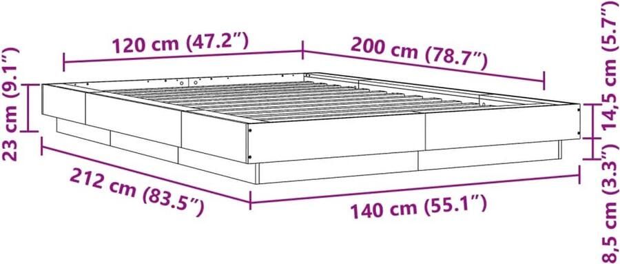 VidaXL -Bedframe-LED-massief-hout-wit-120x200-cm - Foto 2