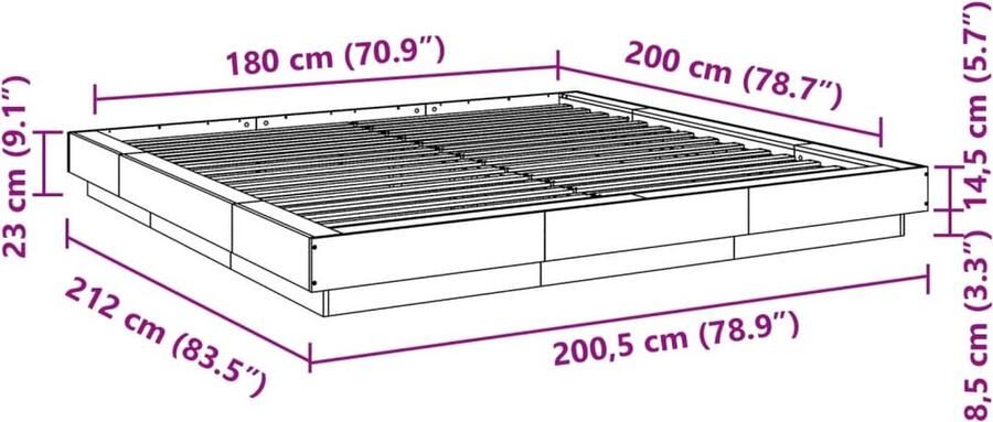VidaXL -Bedframe-met-LED-verlichting-grijs-sonoma-eiken-180x200-cm - Foto 2