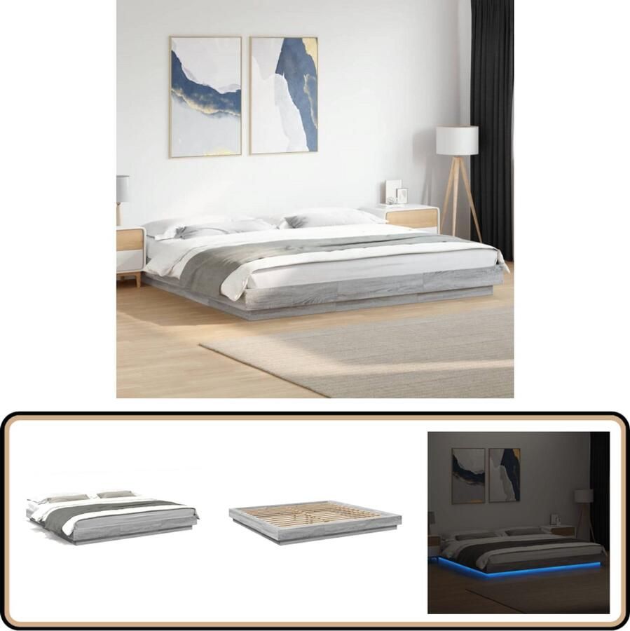 VidaXL Bedframe met LED-verlichting grijs sonoma eiken 180x200 cm