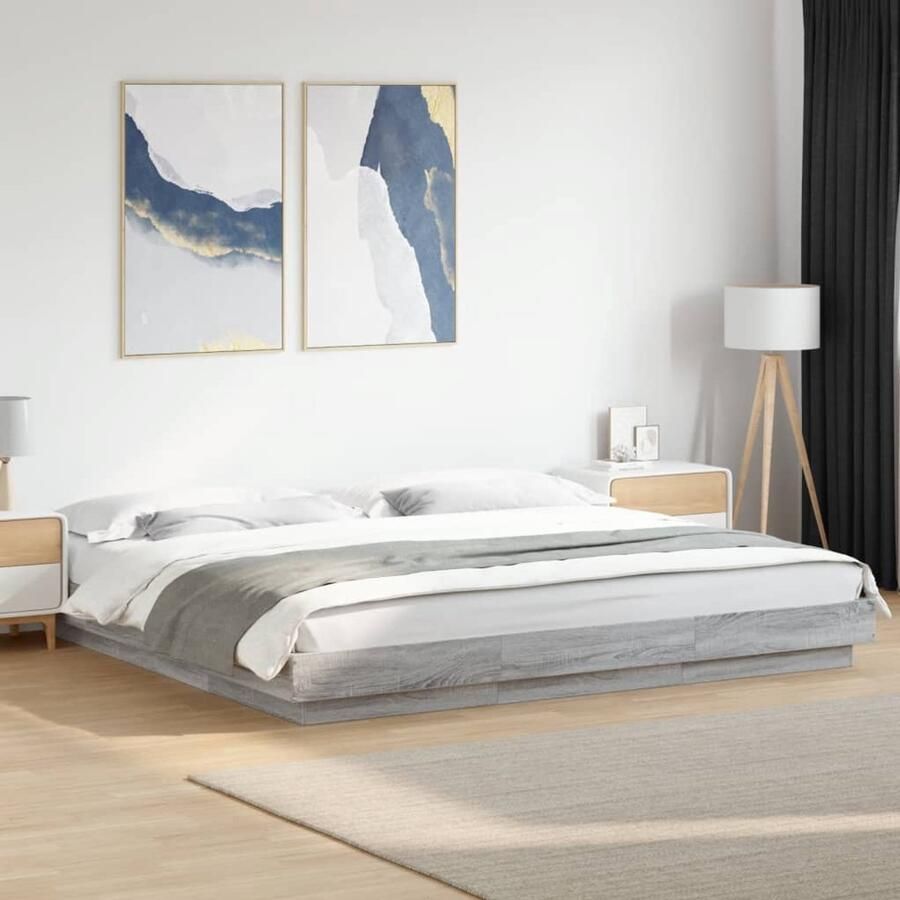 VidaXL -Bedframe-met-LED-verlichting-grijs-sonoma-eiken-180x200-cm - Foto 3