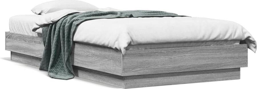 VidaXL -Bedframe-met-LED-verlichting-grijs-sonoma-eikenkleur-75x190-cm - Foto 2