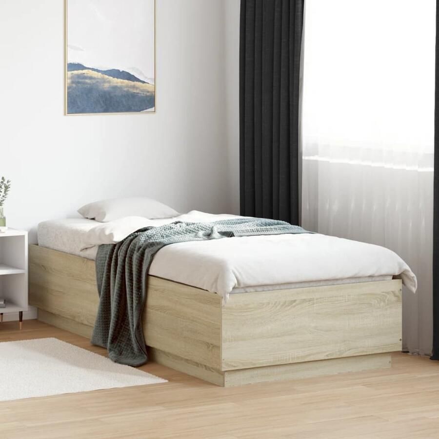 VidaXL -Bedframe-met-LED-verlichting-sonoma-eikenkleurig-100x200-cm - Foto 2