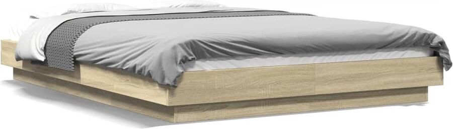 VidaXL -Bedframe-bewerkt-hout-sonoma-eikenkleurig-140x200-cm