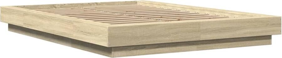 VidaXL -Bedframe-met-LED-verlichting-sonoma-eikenkleurig-135x190-cm