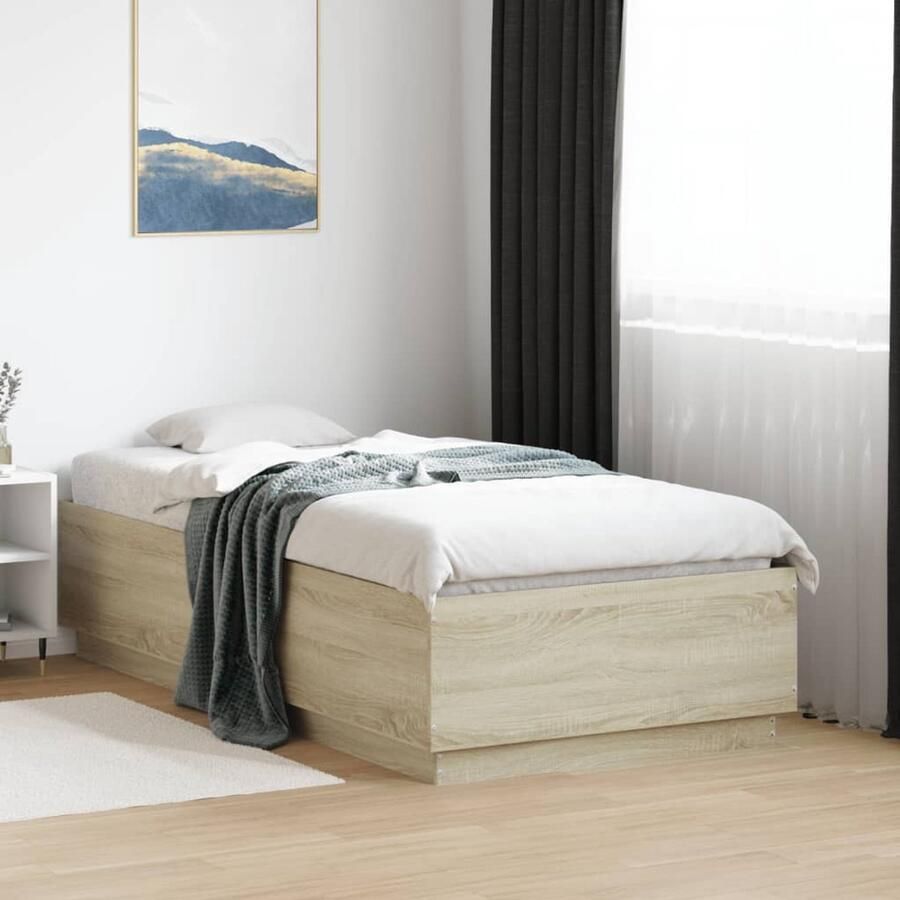 VidaXL -Bedframe-met-LED-verlichting-sonoma-eikenkleurig-75x190-cm - Foto 2