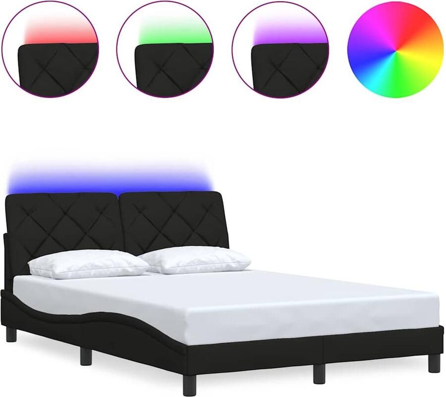 VidaXL Bedframe met LED zonder matras 140x190 cm stof zwart