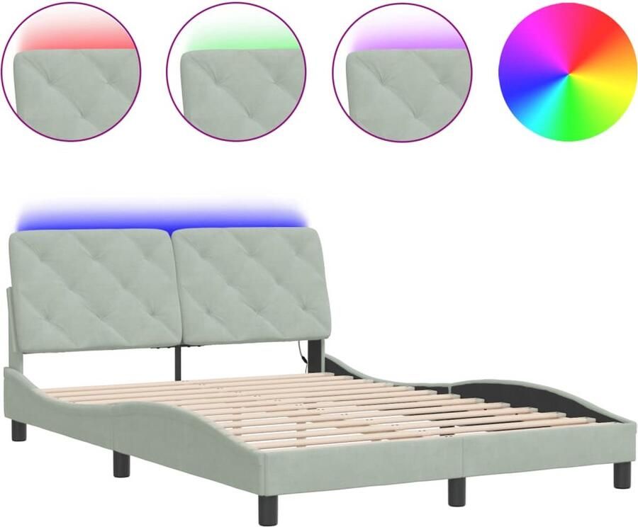 VidaXL Bedframe met LED zonder matras fluweel lichtgrijs 120x200 cm