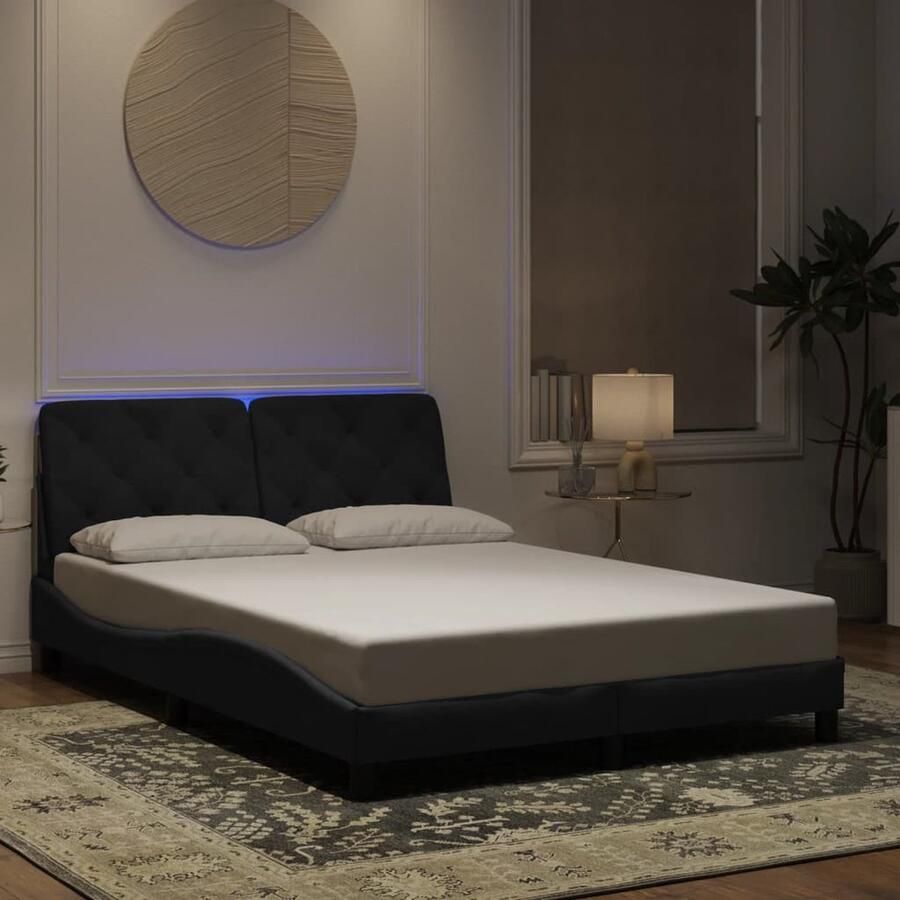 VidaXL Bedframe met LED zonder matras fluweel zwart 120x200 cm - Foto 2
