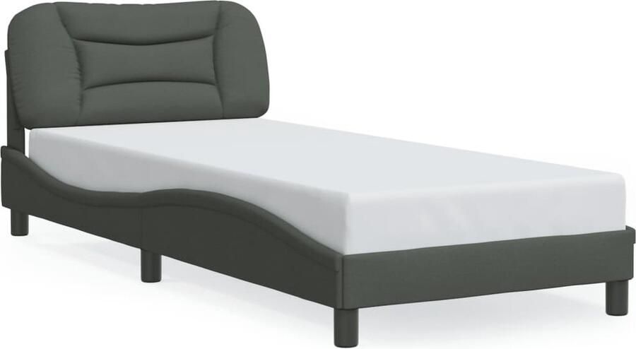 VidaXL Bedframe zonder matras Hvar 90x200 cm stof donkergrijs - Foto 4