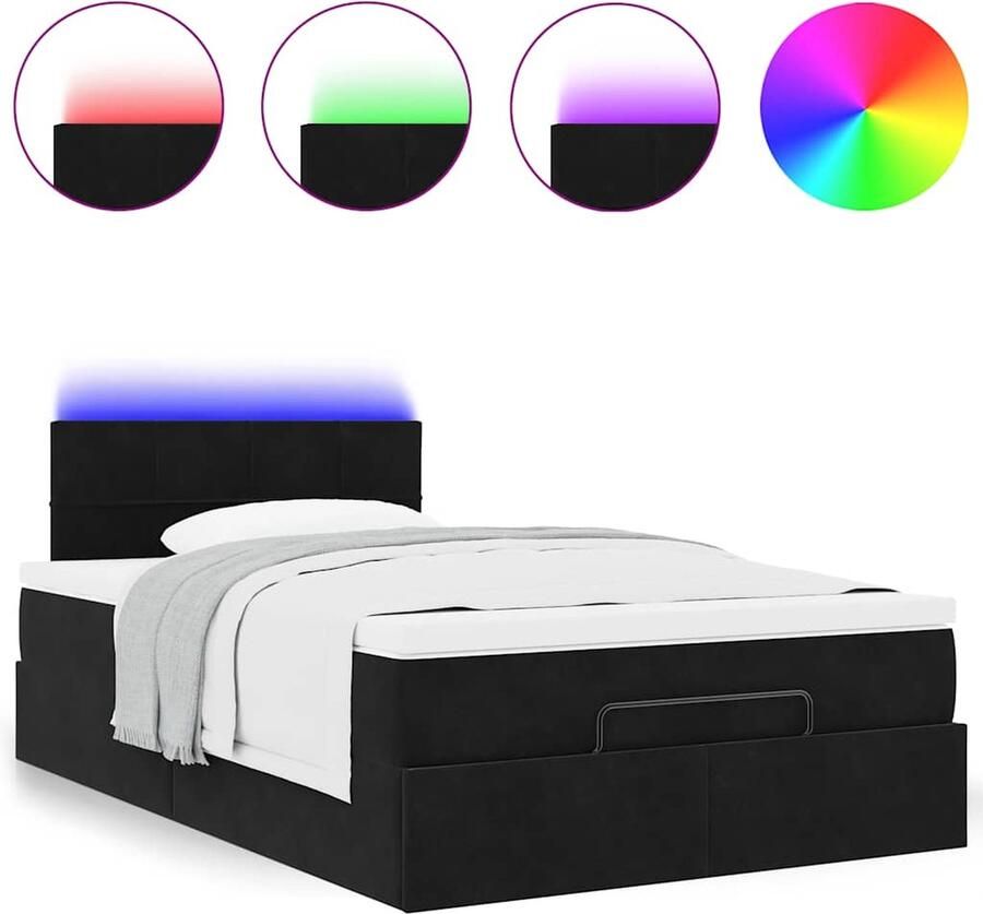 VidaXL Ottoman bed met matras en LED's 120x190 cm fluweel zwart - Foto 2