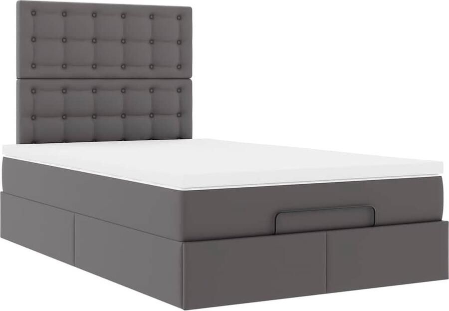 VidaXL Ottoman bed met matras 120x190 cm kunstleer grijs - Foto 2