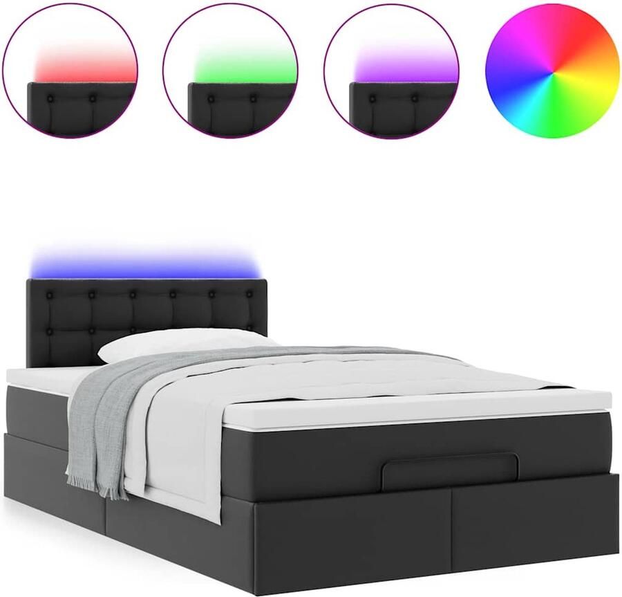 VidaXL Ottoman bed met matrassen en LED's 120x190 cm kunstleer zwart - Foto 2