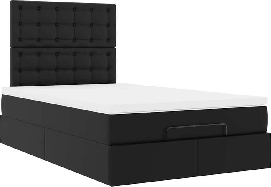 VidaXL Ottoman bed met matras 120x200cm kunstleer zwart - Foto 2