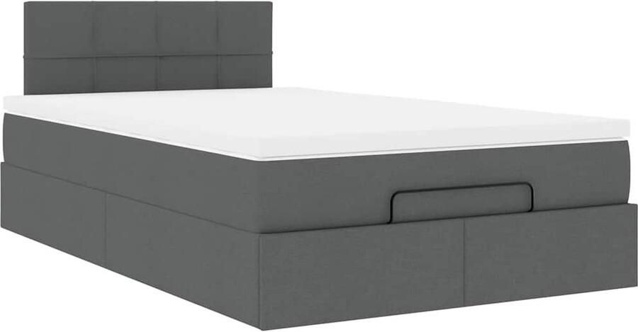 VidaXL Ottoman bed met matras 120x190 cm stof donkergrijs - Foto 2