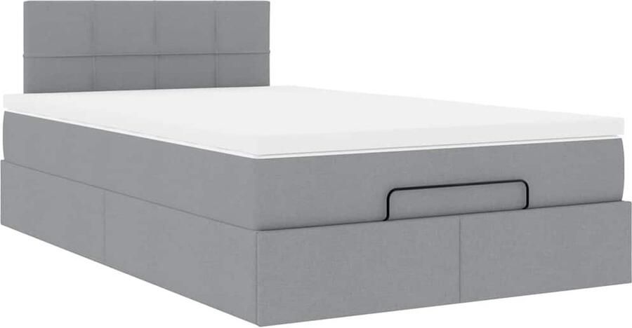 VidaXL Ottoman bed met matras 120x190 cm stof lichtgrijs - Foto 2