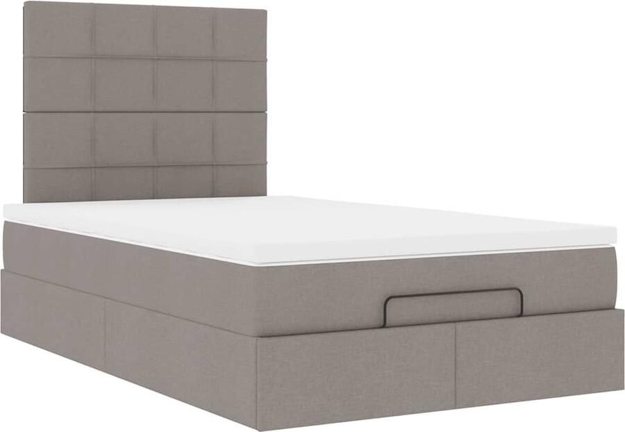 VidaXL Ottoman bed met matras 120x190 cm stof taupe - Foto 6