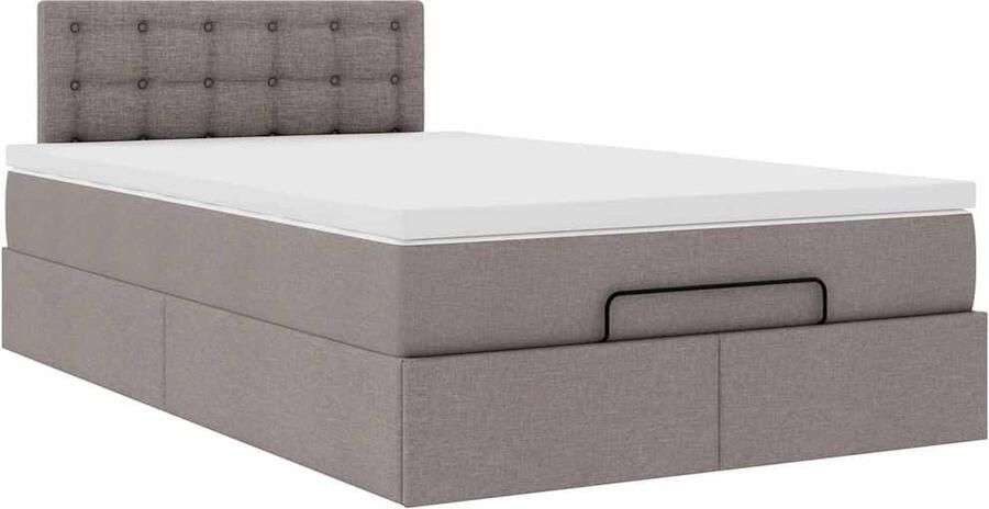VidaXL Ottoman bed met matras 120x190 cm stof taupe - Foto 3