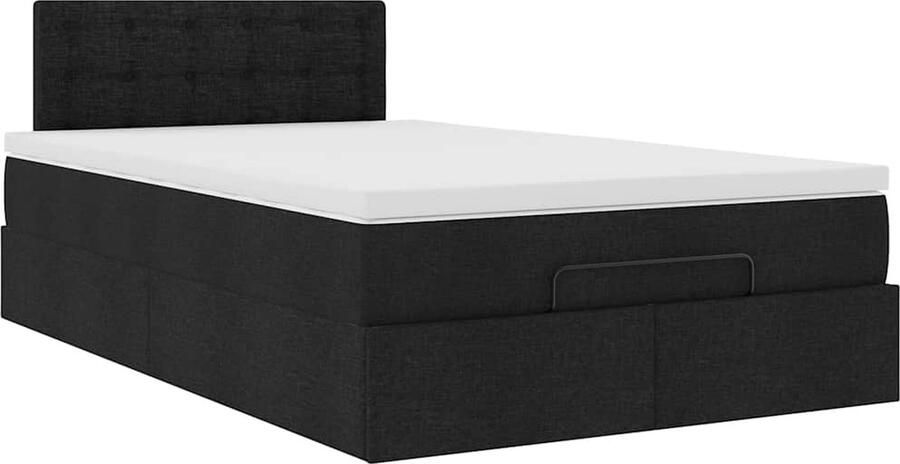 VidaXL Ottoman bed met matras 120x190 cm stof zwart - Foto 2