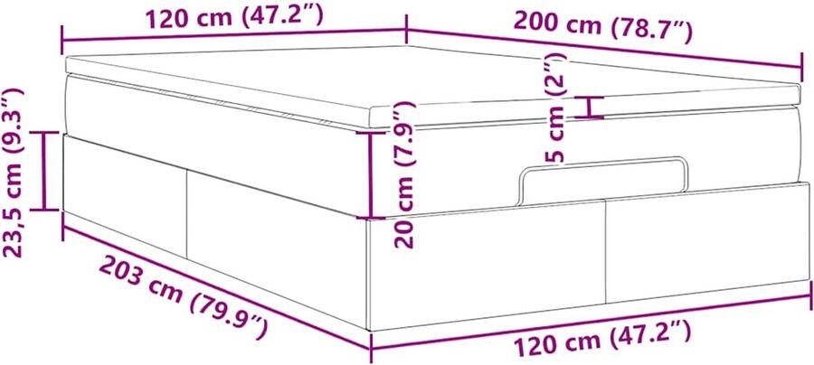 VidaXL Ottoman bed met matras 120x200cm kunstleer zwart - Foto 2