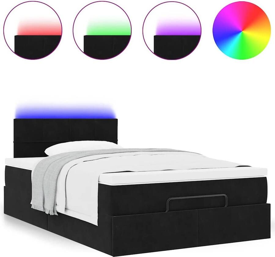 VidaXL Ottoman bed met matras en LED's 120x200cm fluweel zwart