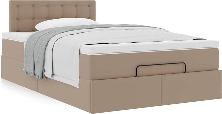 VidaXL Ottoman bed met matras 120x200cm kunstleer cappuccinokleurig - Foto 4