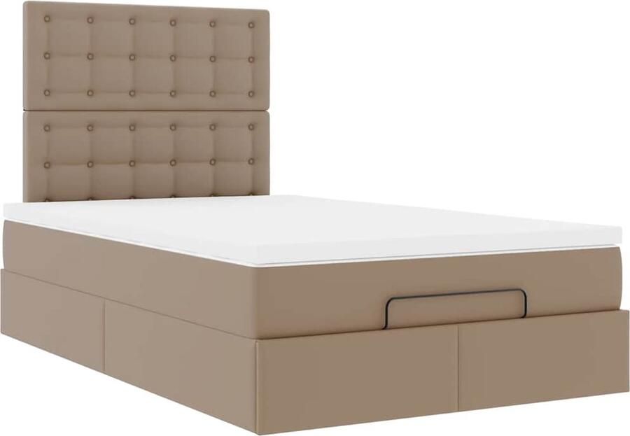VidaXL Ottoman bed met matras 120x200cm kunstleer cappuccinokleurig - Foto 3