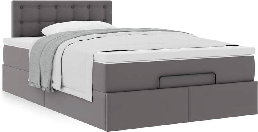 VidaXL Ottoman bed met matras 120x200cm kunstleer grijs - Foto 2