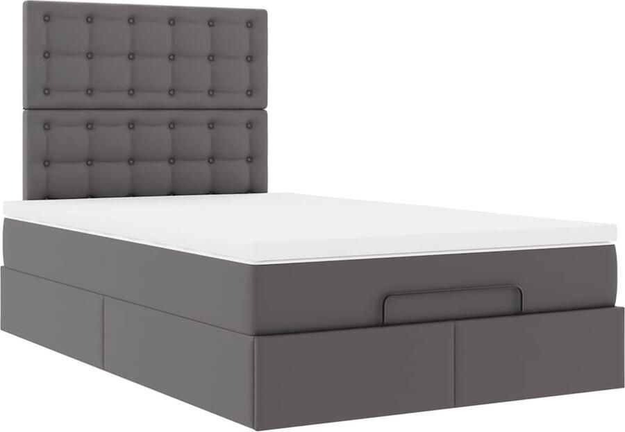 VidaXL Ottoman bed met matras 120x200cm kunstleer grijs - Foto 2