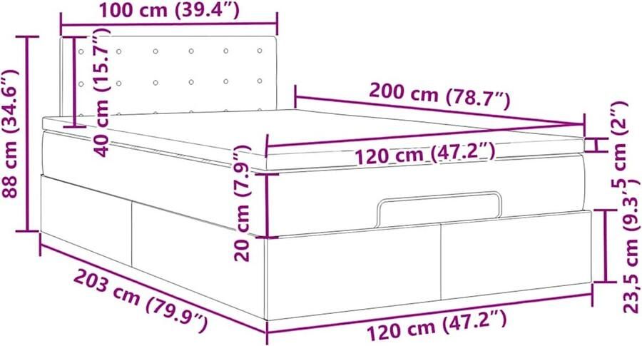 VidaXL Ottoman bed met matras 120x200cm kunstleer wit - Foto 3