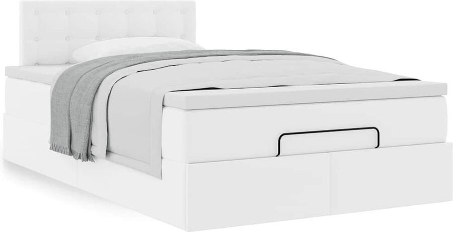 VidaXL Ottoman bed met matras 120x200cm kunstleer wit - Foto 4